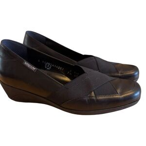 Mephisto Loafers Comfort Shoes Wedge Black Air-Jet Leather Womens Size 7.5